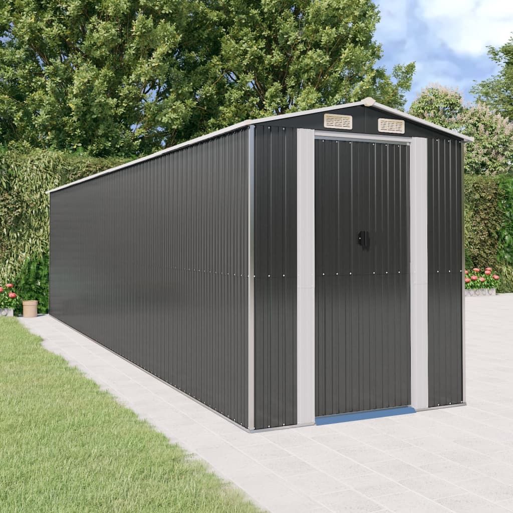VidaXL Abri de jardin 192x772x223 cm acier galvanisé anthracite