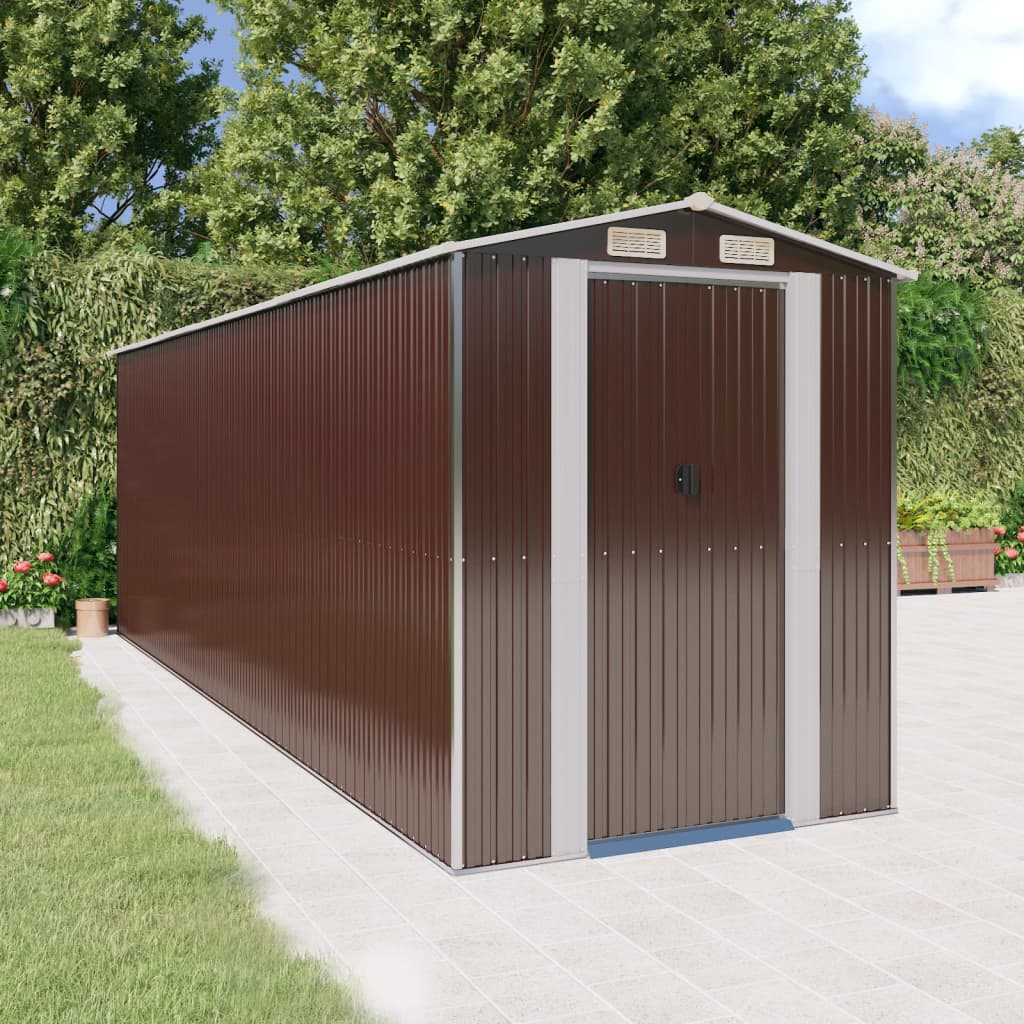VidaXL Abri de jardin 192x606x223 cm acier galvanisé marron foncé