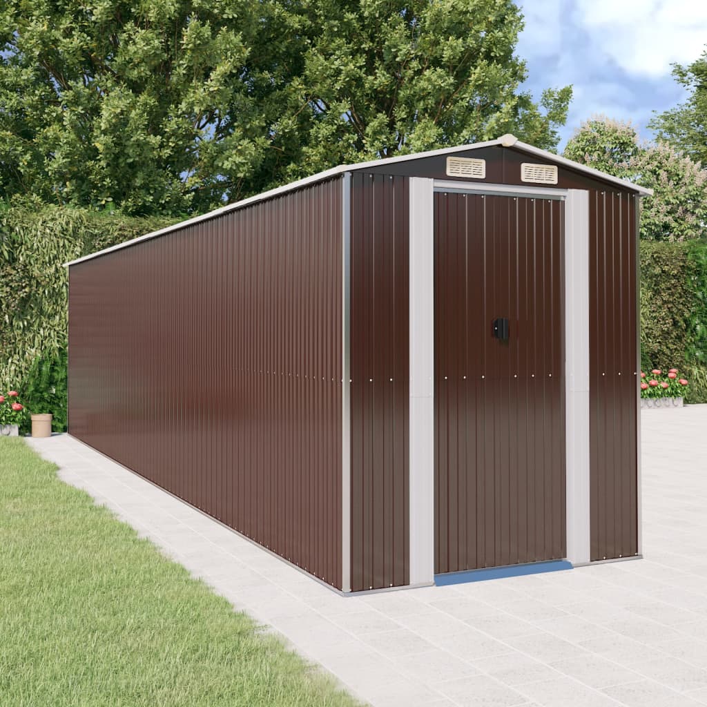 VidaXL Abri de jardin 192x772x223 cm acier galvanisé marron foncé