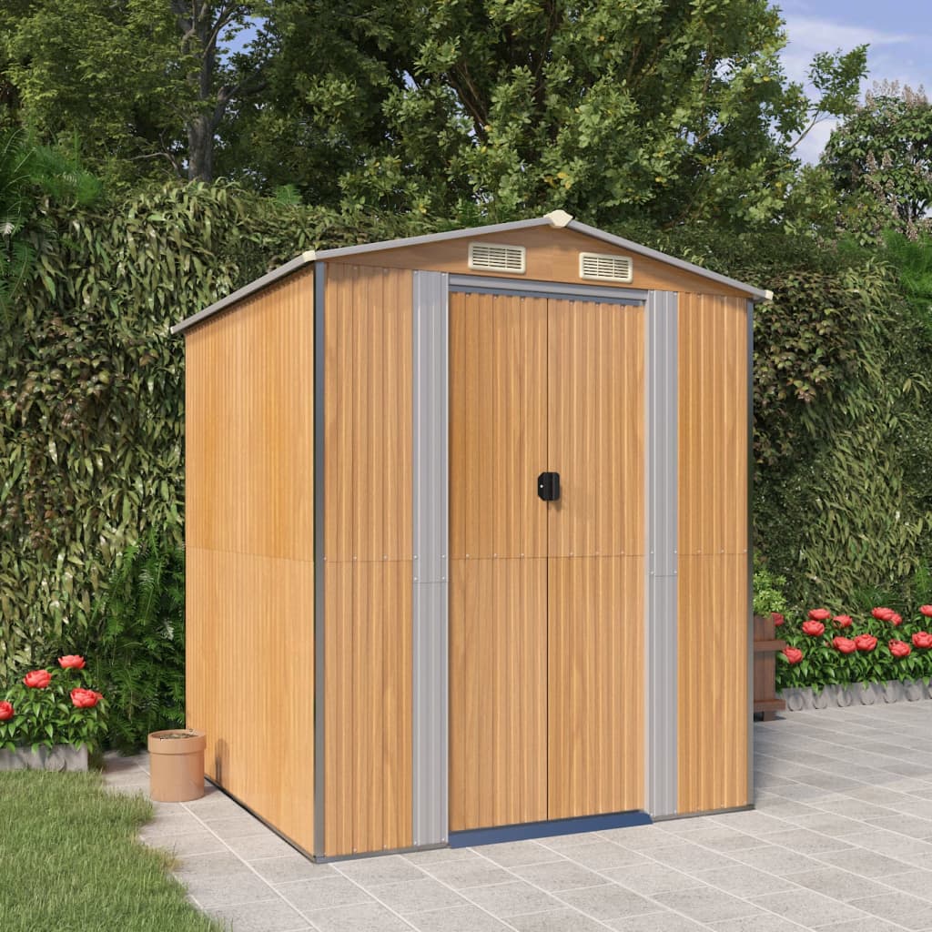 VidaXL Abri de jardin 192x191x223 cm acier galvanisé marron clair