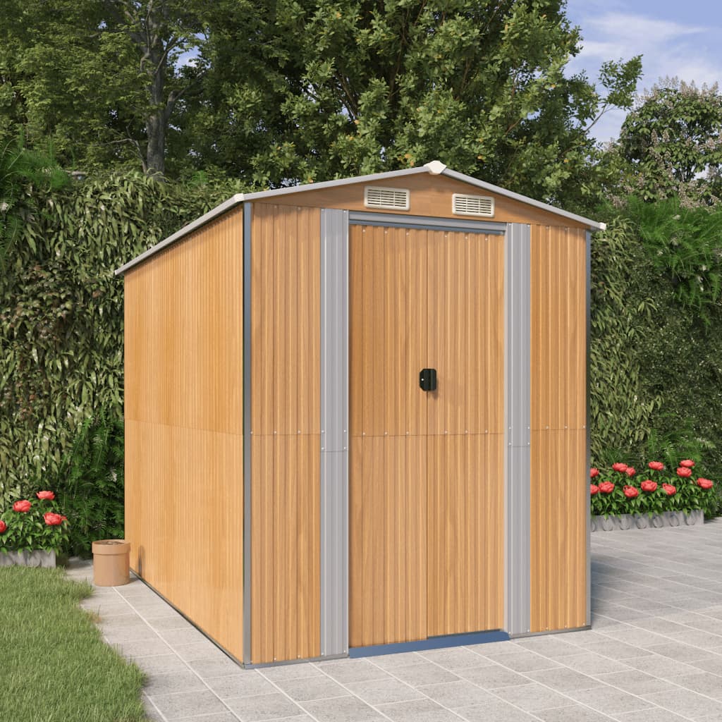 VidaXL Abri de jardin 192x274x223 cm acier galvanisé marron clair
