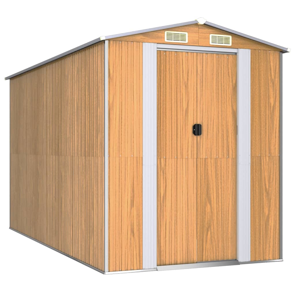 VidaXL Abri de jardin 192x357x223 cm acier galvanisé marron clair