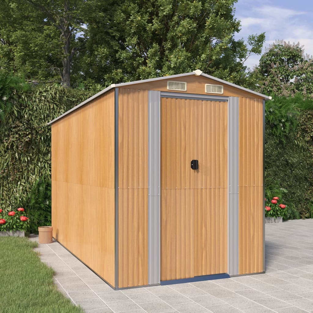 VidaXL Abri de jardin 192x357x223 cm acier galvanisé marron clair