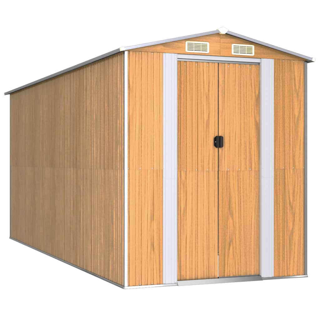 VidaXL Abri de jardin 192x440x223 cm acier galvanisé marron clair
