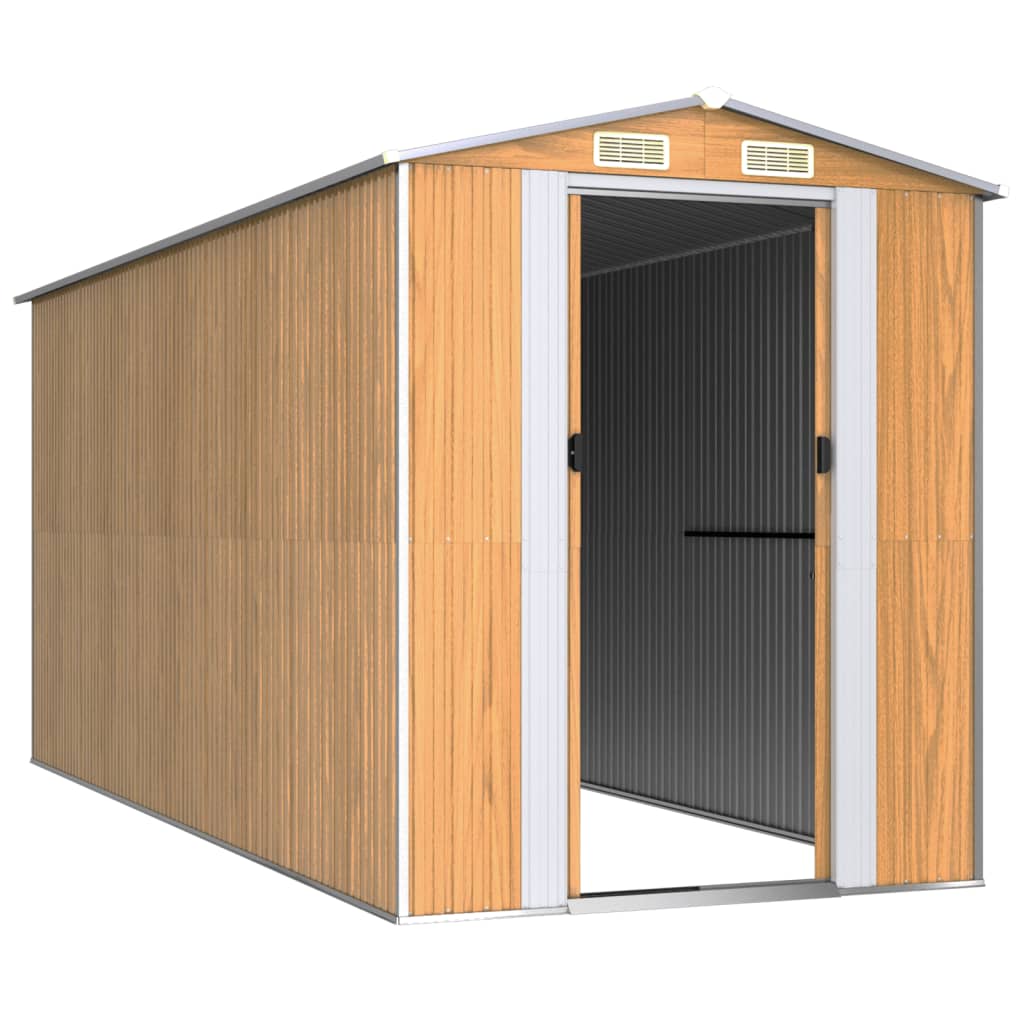 VidaXL Abri de jardin 192x440x223 cm acier galvanisé marron clair