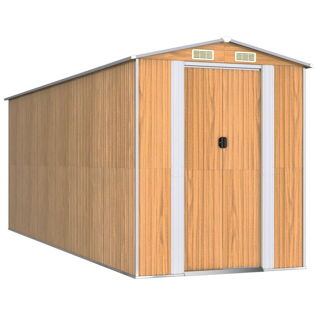 VidaXL Abri de jardin 192x523x223 cm acier galvanisé marron clair