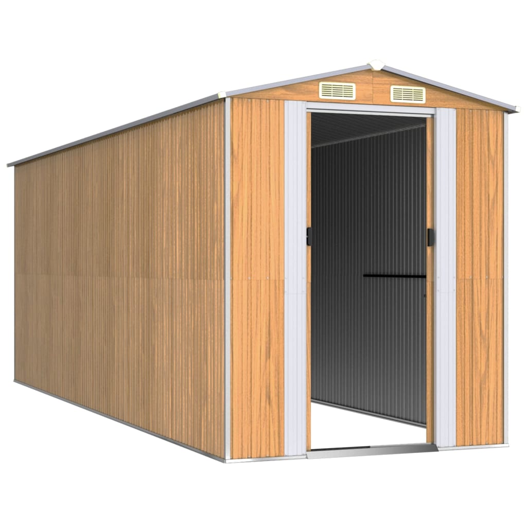 VidaXL Abri de jardin 192x523x223 cm acier galvanisé marron clair