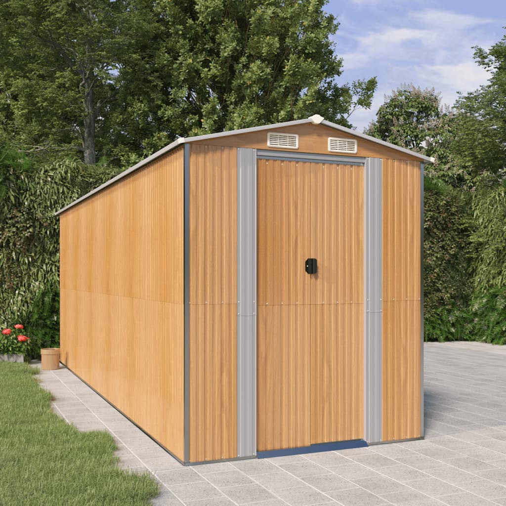 VidaXL Abri de jardin 192x523x223 cm acier galvanisé marron clair