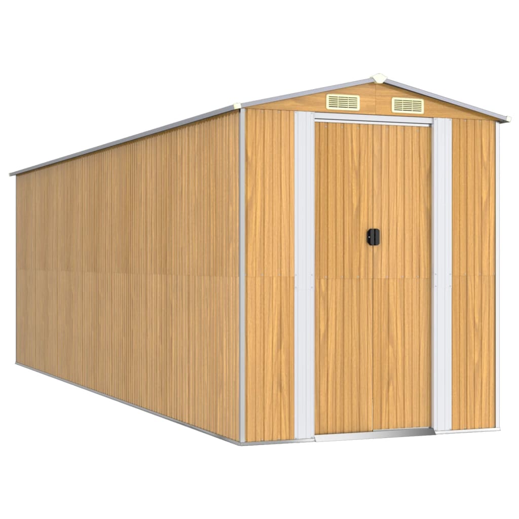 VidaXL Abri de jardin 192x606x223 cm acier galvanisé marron clair