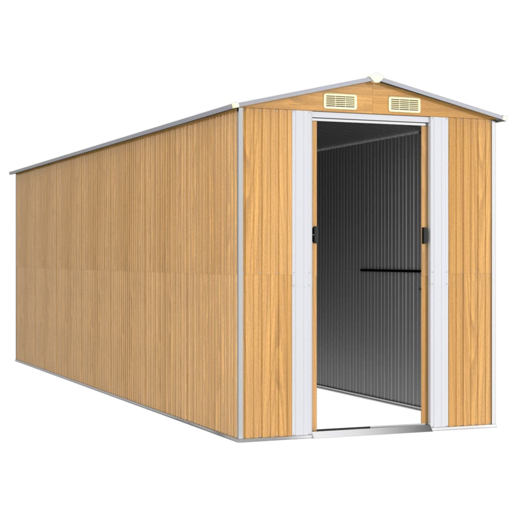 VidaXL Abri de jardin 192x606x223 cm acier galvanisé marron clair