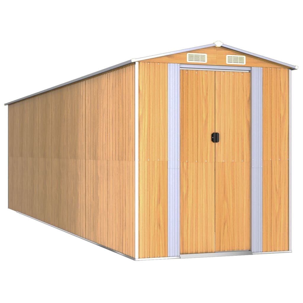 VidaXL Abri de jardin 192x689x223 cm acier galvanisé marron clair
