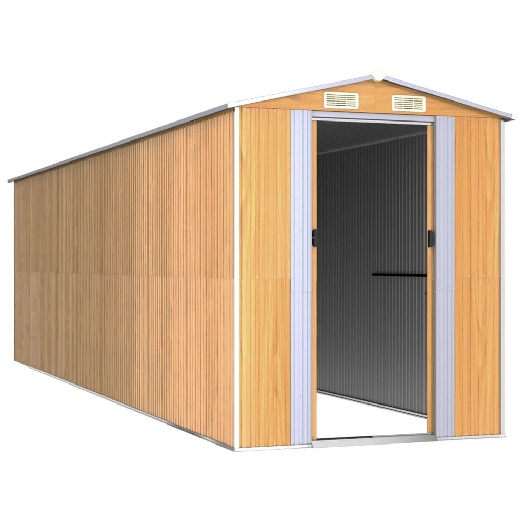 VidaXL Abri de jardin 192x689x223 cm acier galvanisé marron clair
