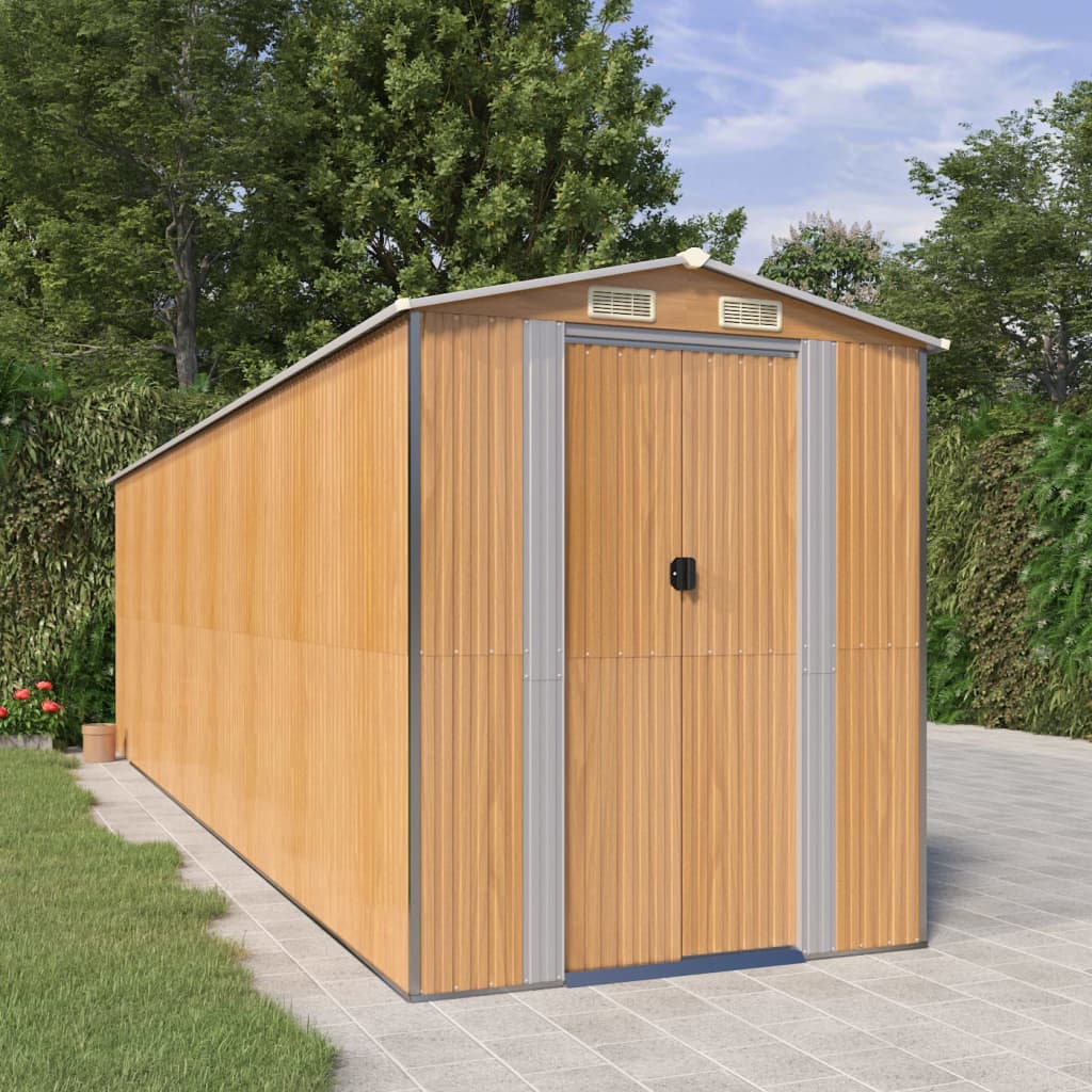 VidaXL Abri de jardin 192x689x223 cm acier galvanisé marron clair
