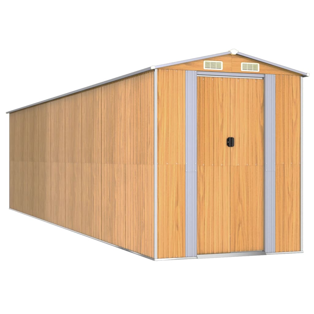 VidaXL Abri de jardin 192x772x223 cm acier galvanisé marron clair