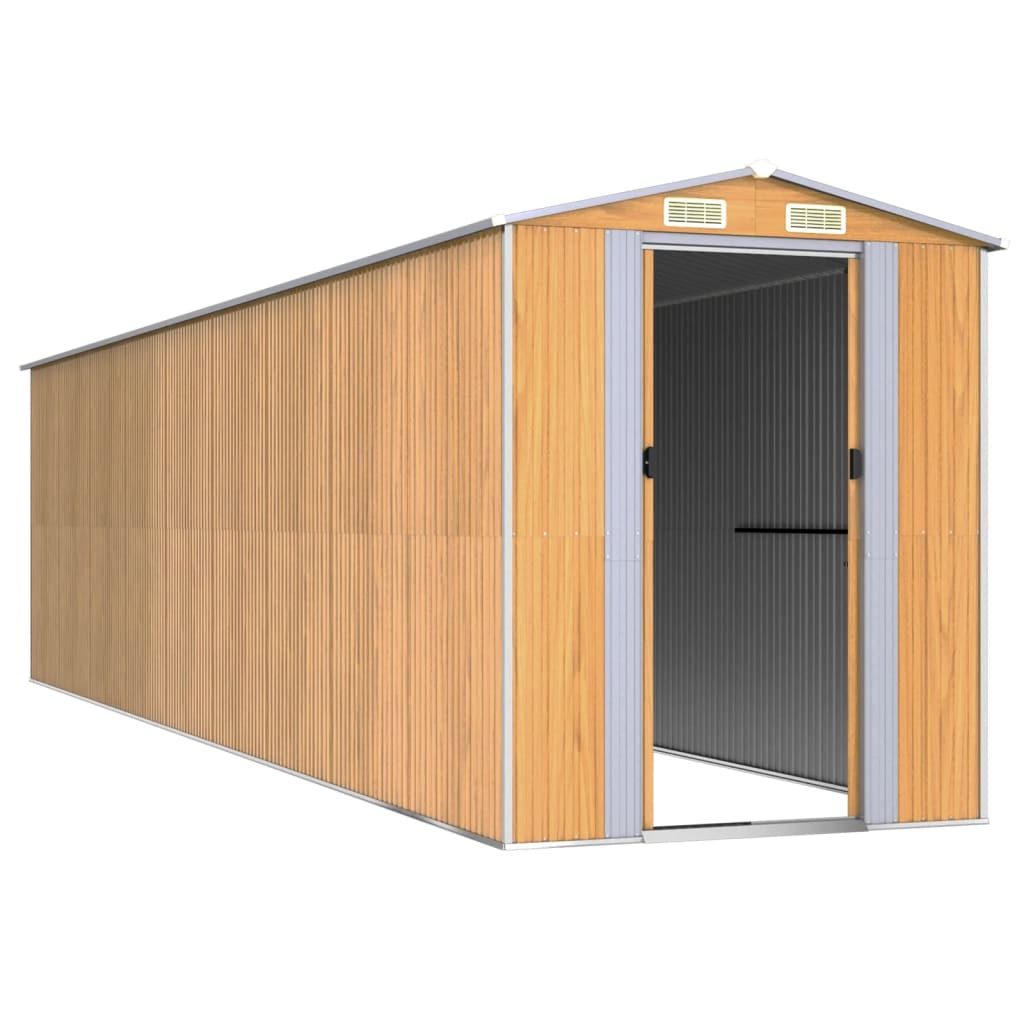 VidaXL Abri de jardin 192x772x223 cm acier galvanisé marron clair