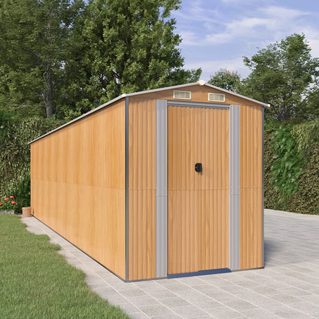 VidaXL Abri de jardin 192x772x223 cm acier galvanisé marron clair