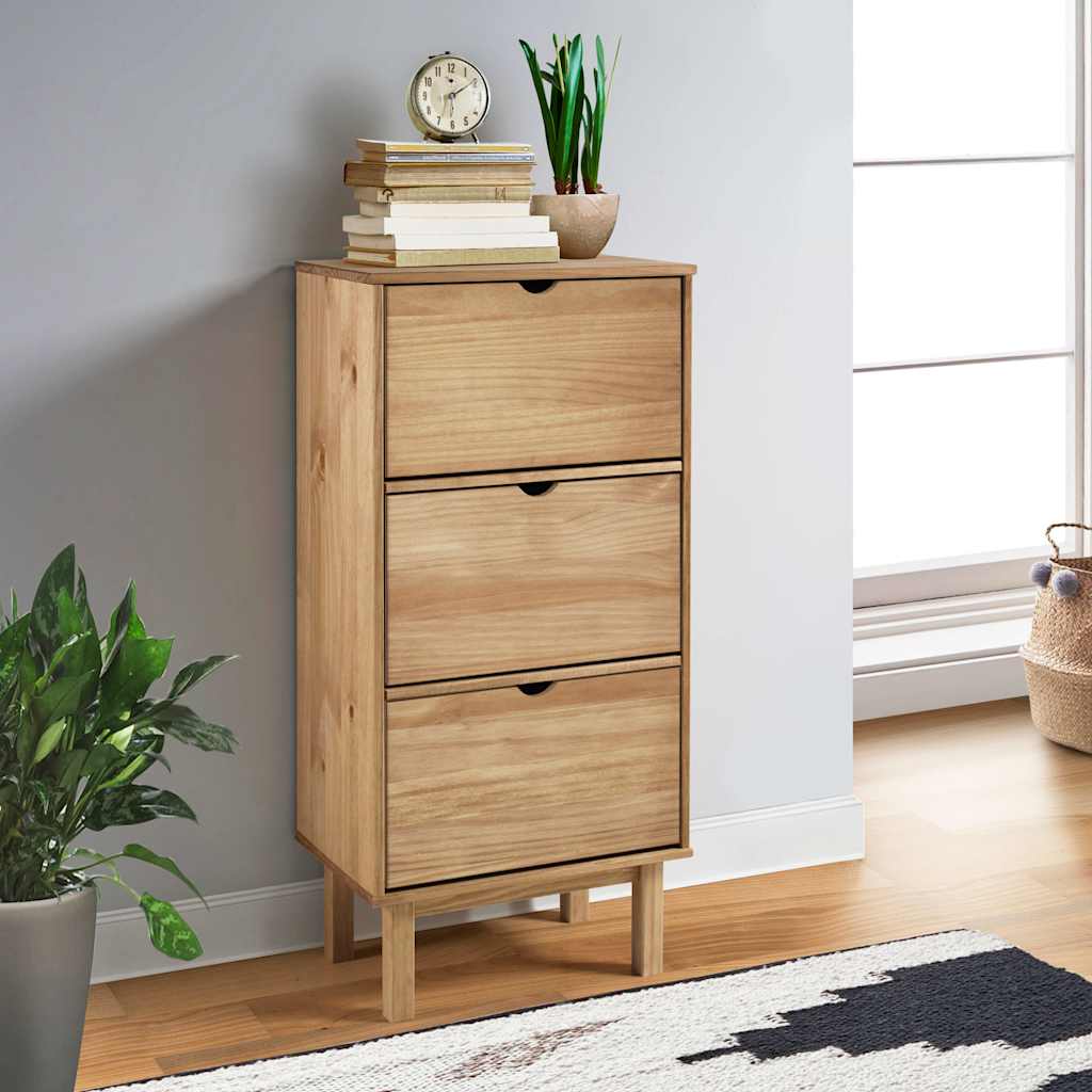 VidaXL Meuble à chaussures OTTA 3 tiroirs en bois de pin massif