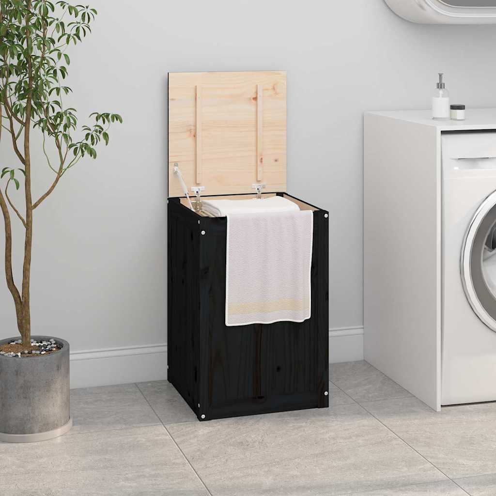 Vidaxx panier à linge 44x44x66 cm bois de pin massif noir