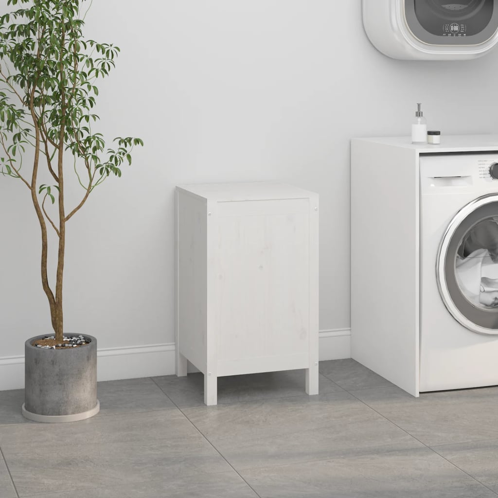 VidaXL Panier à linge 44x44x76 cm bois de pin massif blanc