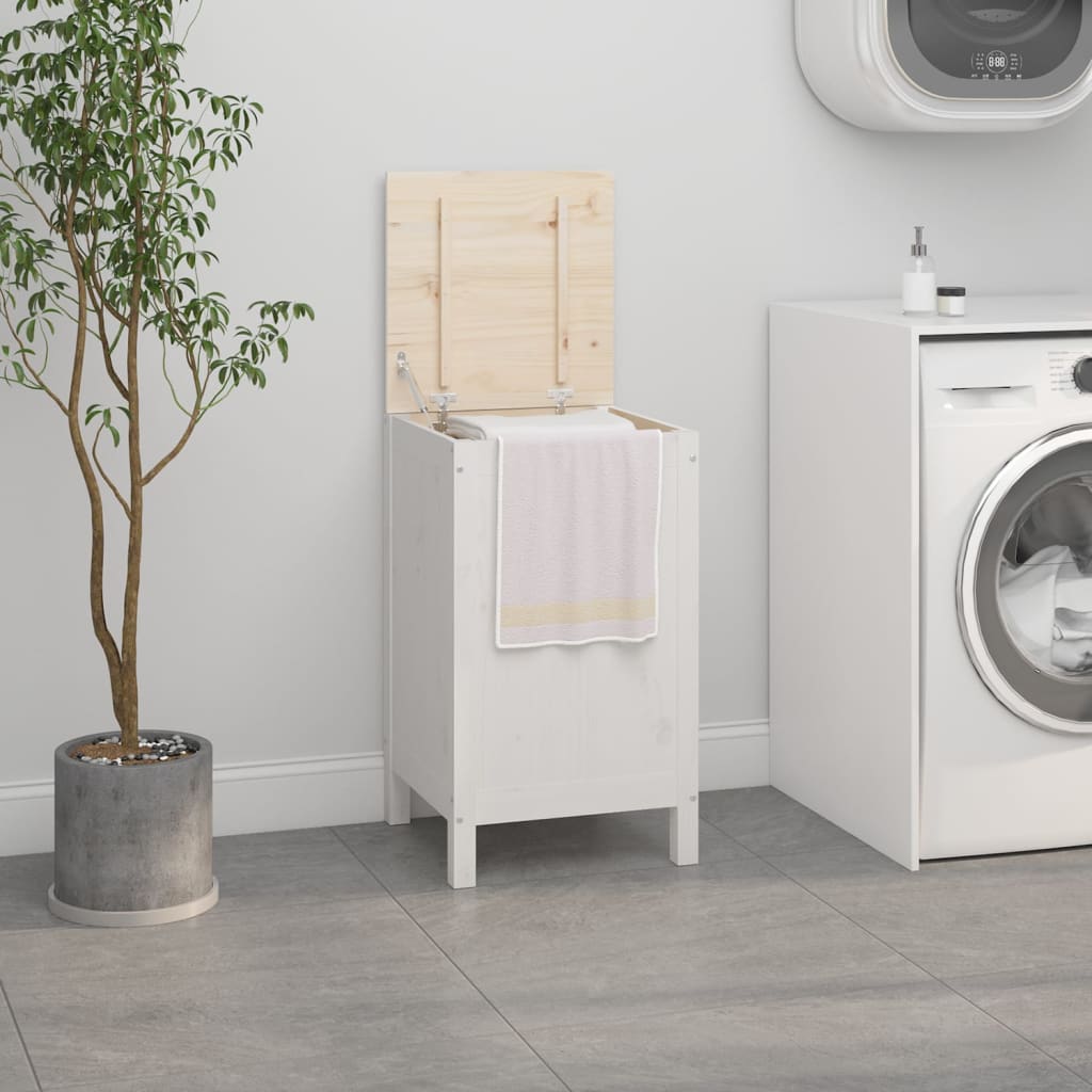 VidaXL Panier à linge 44x44x76 cm bois de pin massif blanc