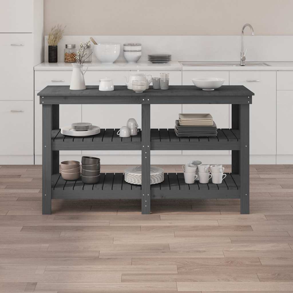 Vidaxx établi 142,5x50x80 cm bois de pin massif gris