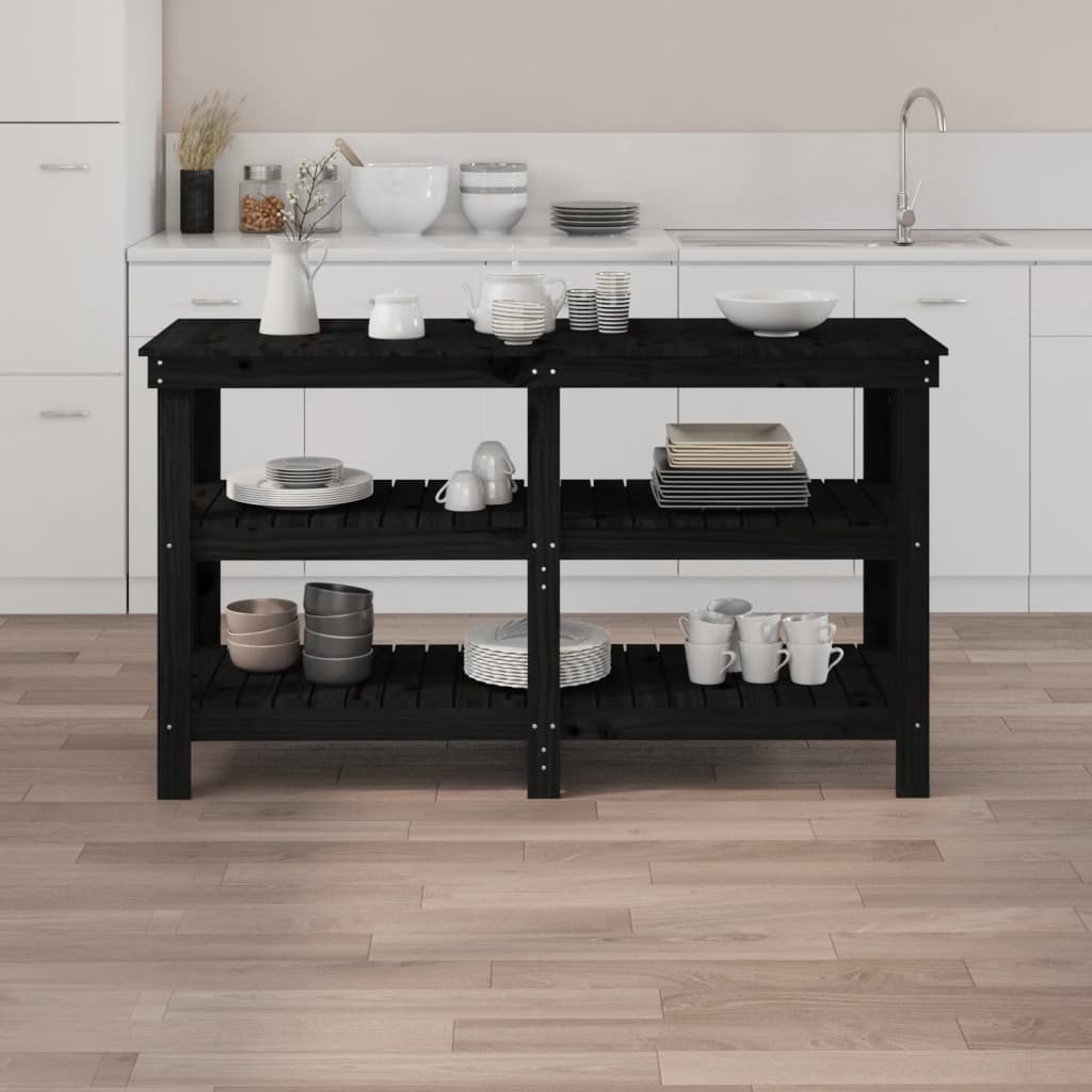 Vidaxx établi 142,5x50x80 cm bois de pin massif noir