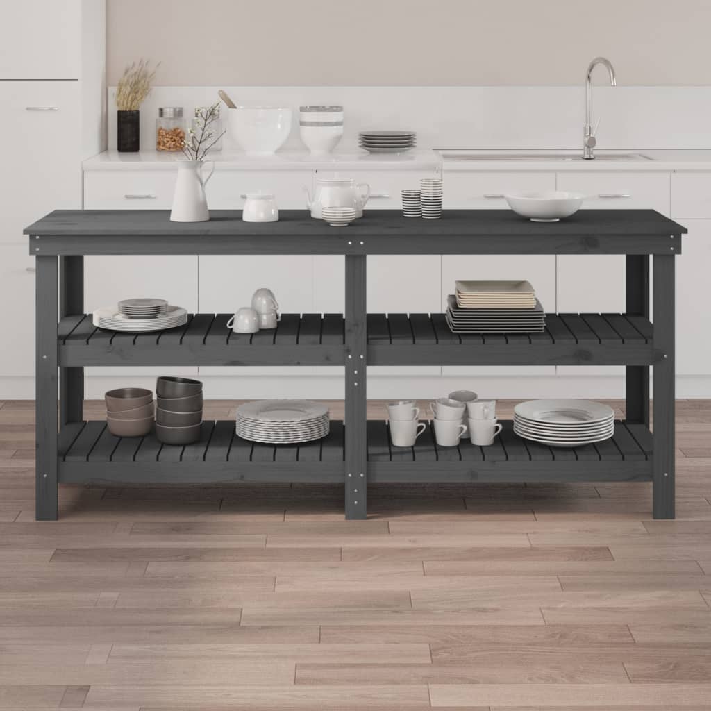 Vidaxx établi 181x50x80 cm bois de pin massif gris