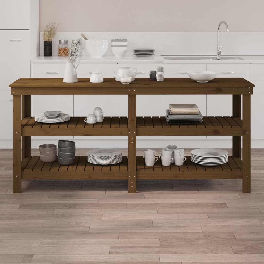 Vidaxx établi 181x50x80 cm bois de pin massif marron miel