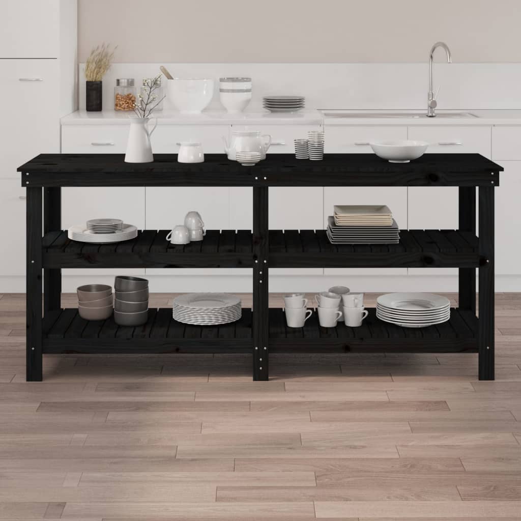 Vidaxx établi 181x50x80 cm bois de pin massif noir