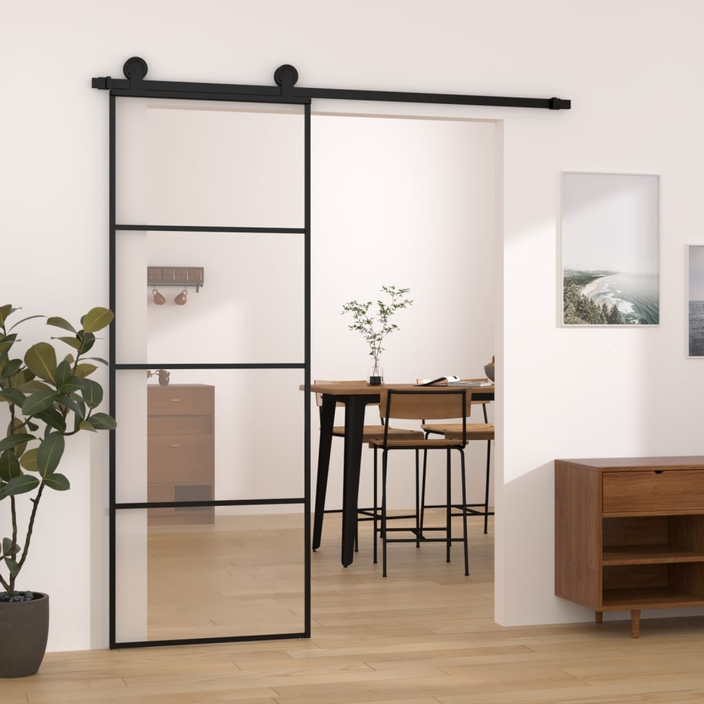 VidaXL Porte coulissante avec ferrures 76x205 cm verre ESG et aluminium