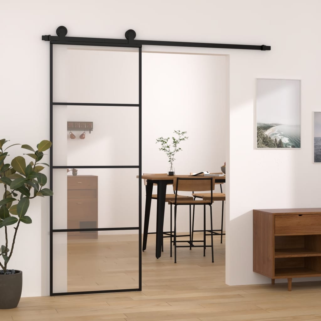 VidaXL Porte coulissante avec ferrures 76x205 cm verre ESG et aluminium