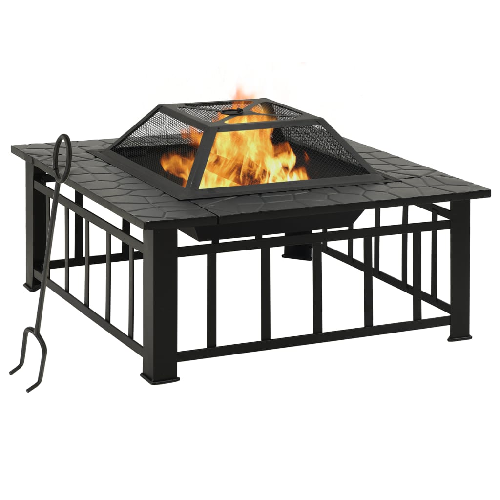 VidaXL brasero avec poker xxl 79x79x46,5 acier