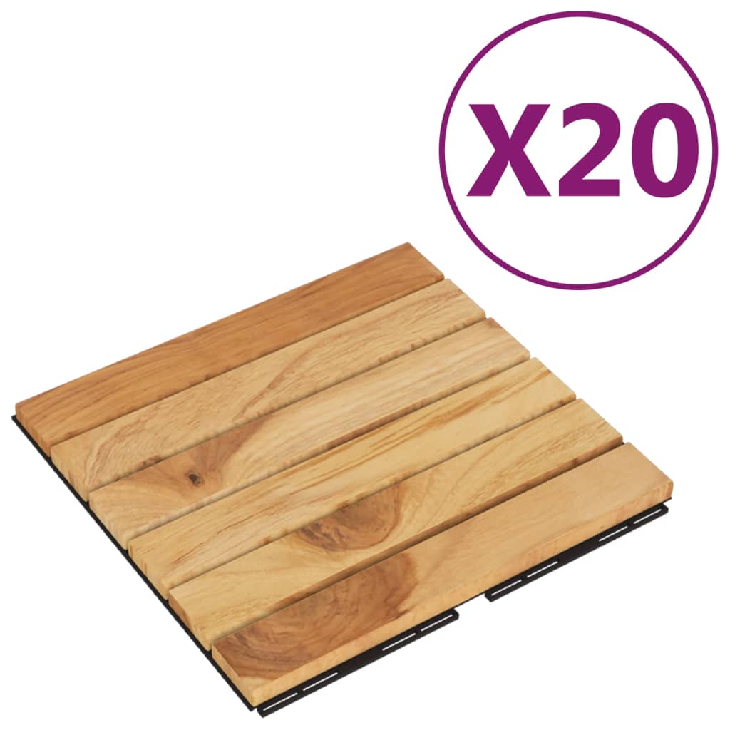 VidaXL Carreaux de terrasse 20 pcs 30x30 cm motif vertical en teck massif