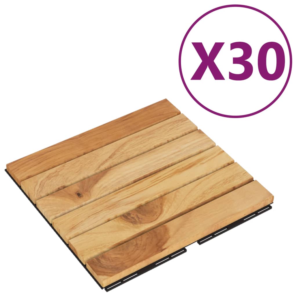 VidaXL Carreaux de terrasse 30 pcs 30x30 cm motif vertical en teck massif