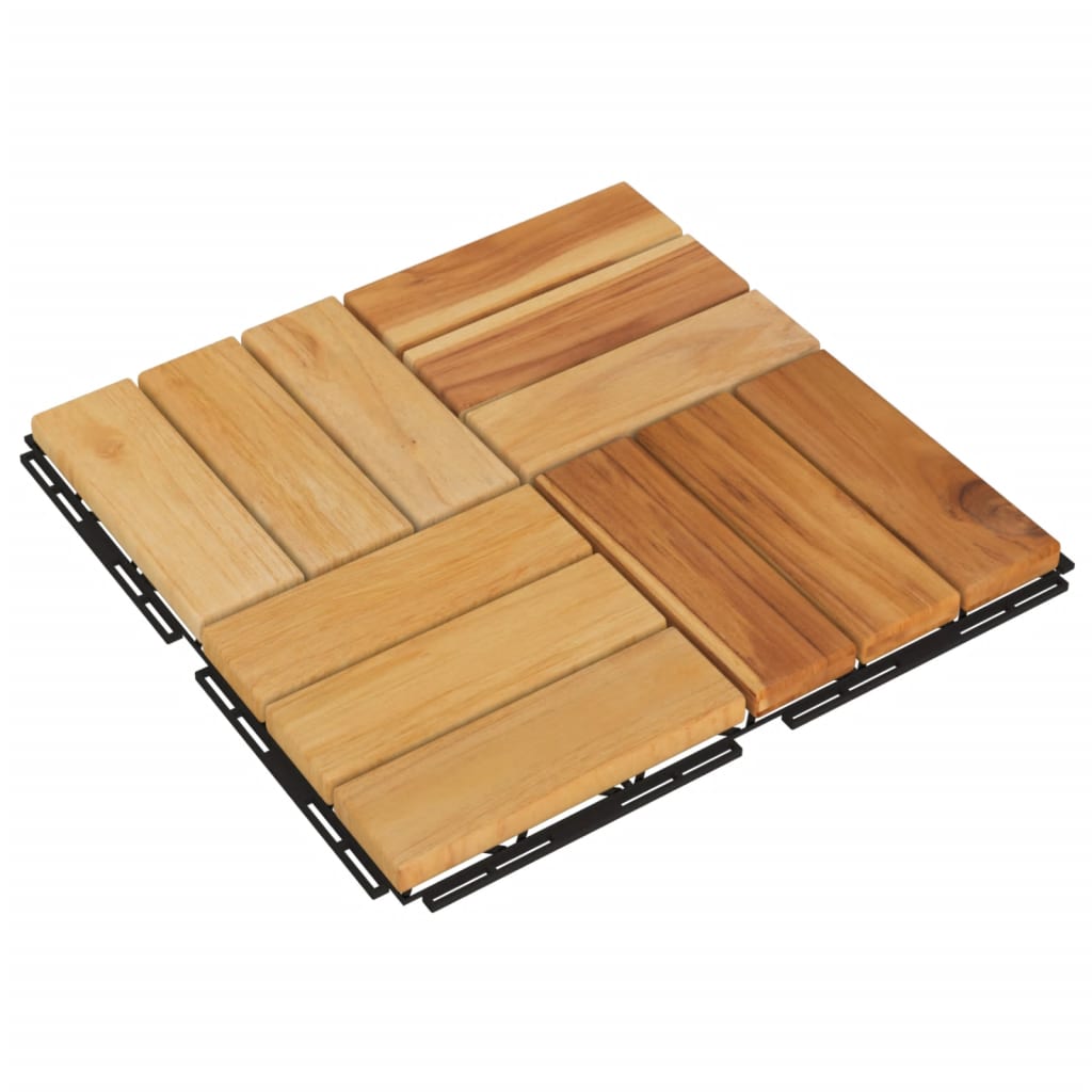 VidaXL Dalles de terrasse 30 pcs 30x30 cm bois de teck massif