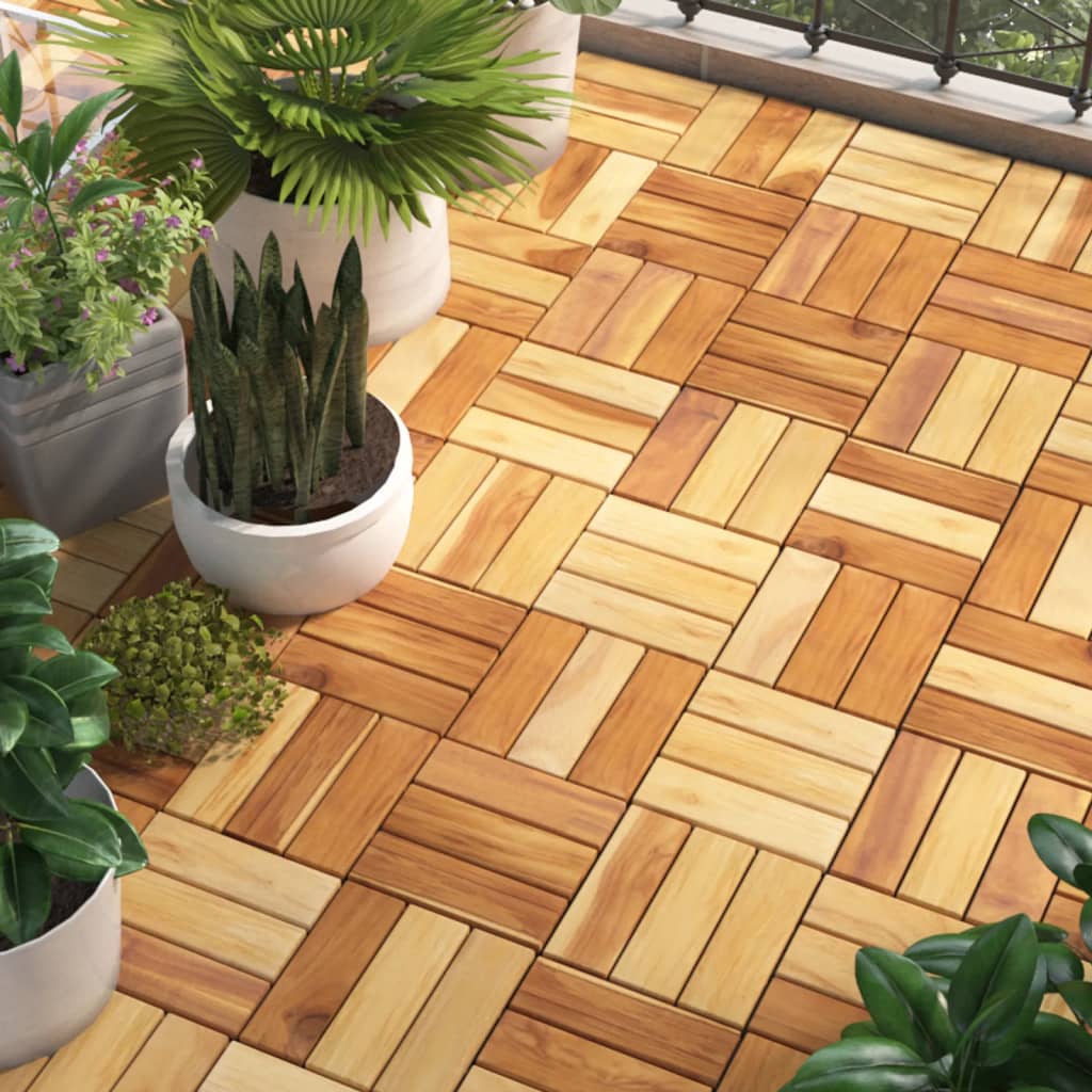 VidaXL Dalles de terrasse 30 pcs 30x30 cm bois de teck massif