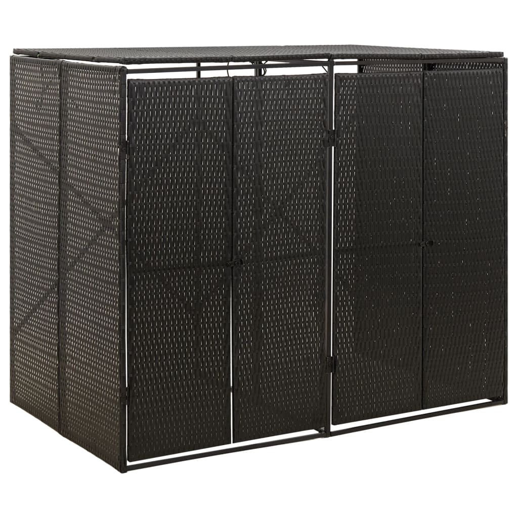 VidaXL Conteneur de rangement double 140x80x117 cm poly rotin noir