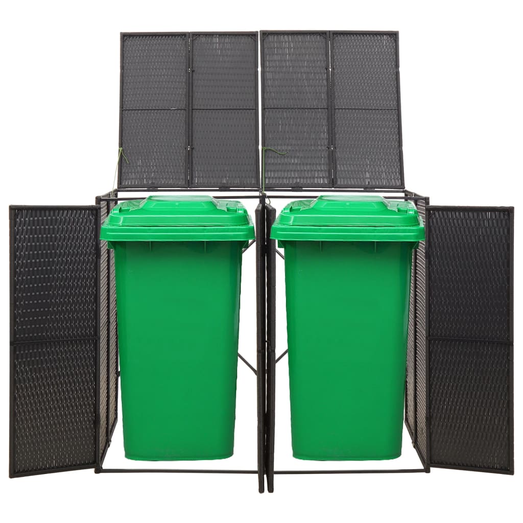 VidaXL Conteneur de rangement double 140x80x117 cm poly rotin noir