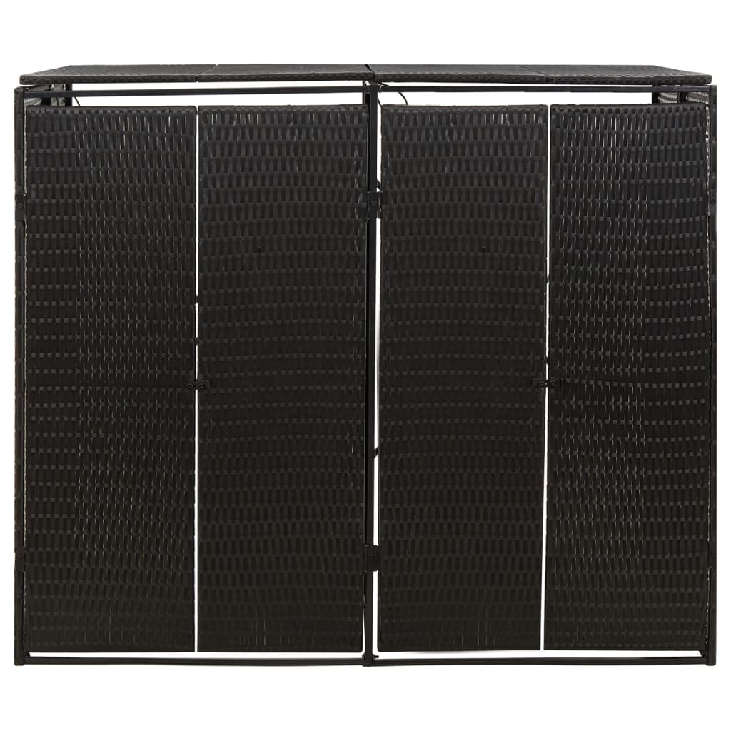 VidaXL Conteneur de rangement double 140x80x117 cm poly rotin noir