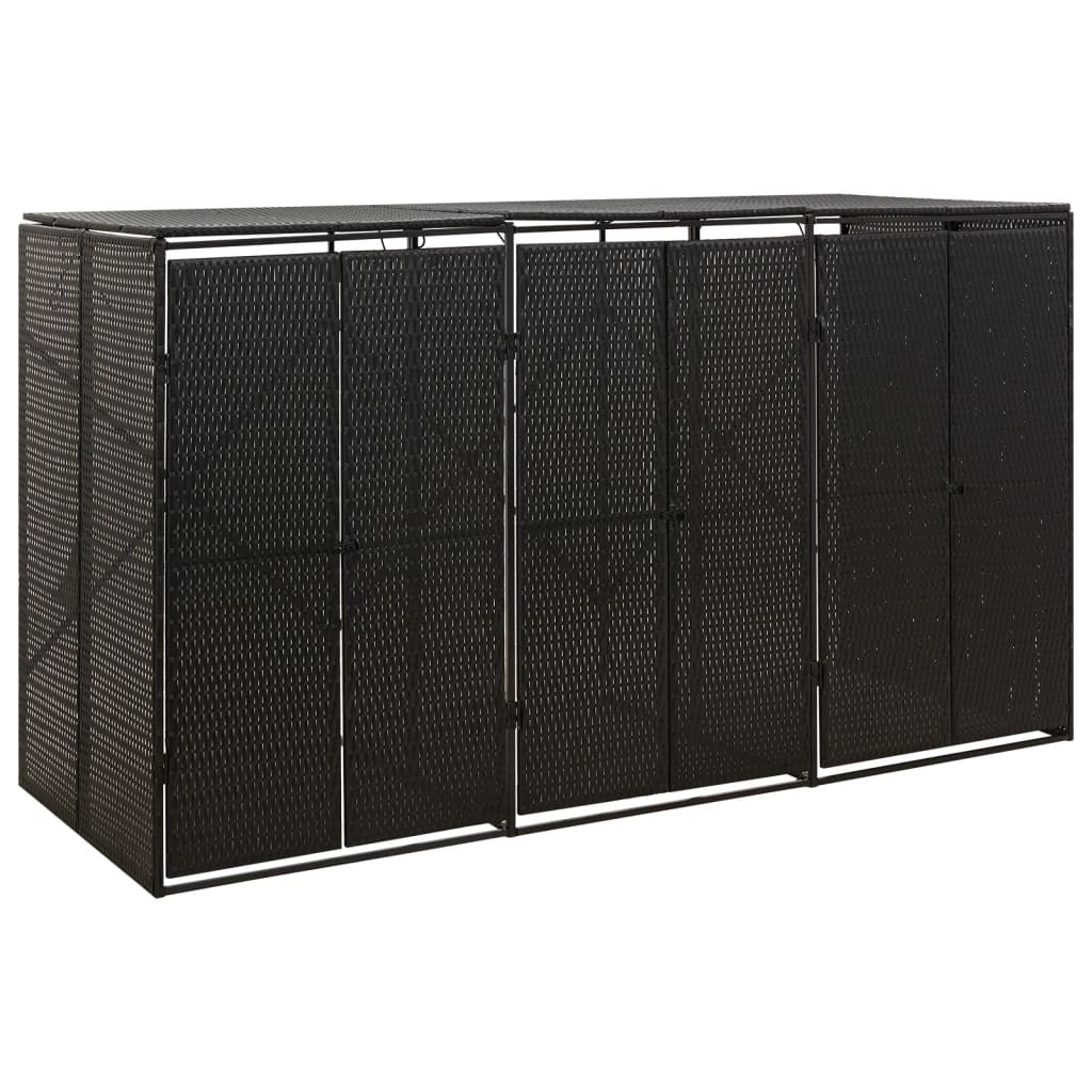 Vidaxx conteneur de rangement triple 207x80x117 cm poly rotin noir