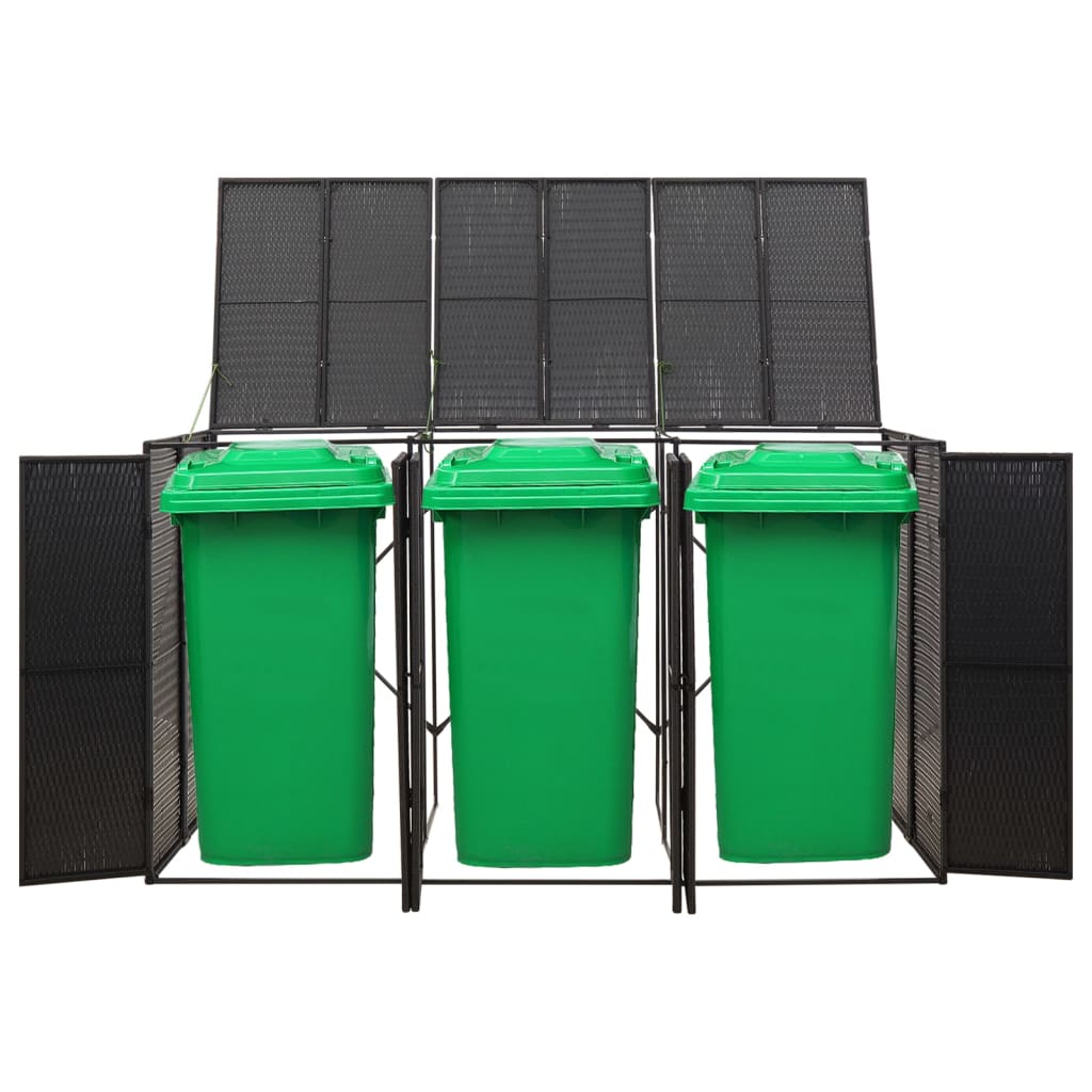 Vidaxx conteneur de rangement triple 207x80x117 cm poly rotin noir