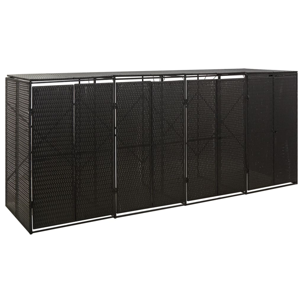 VidaXL Conteneur de rangement quadruple 274x80x117 cm poly rotin noir