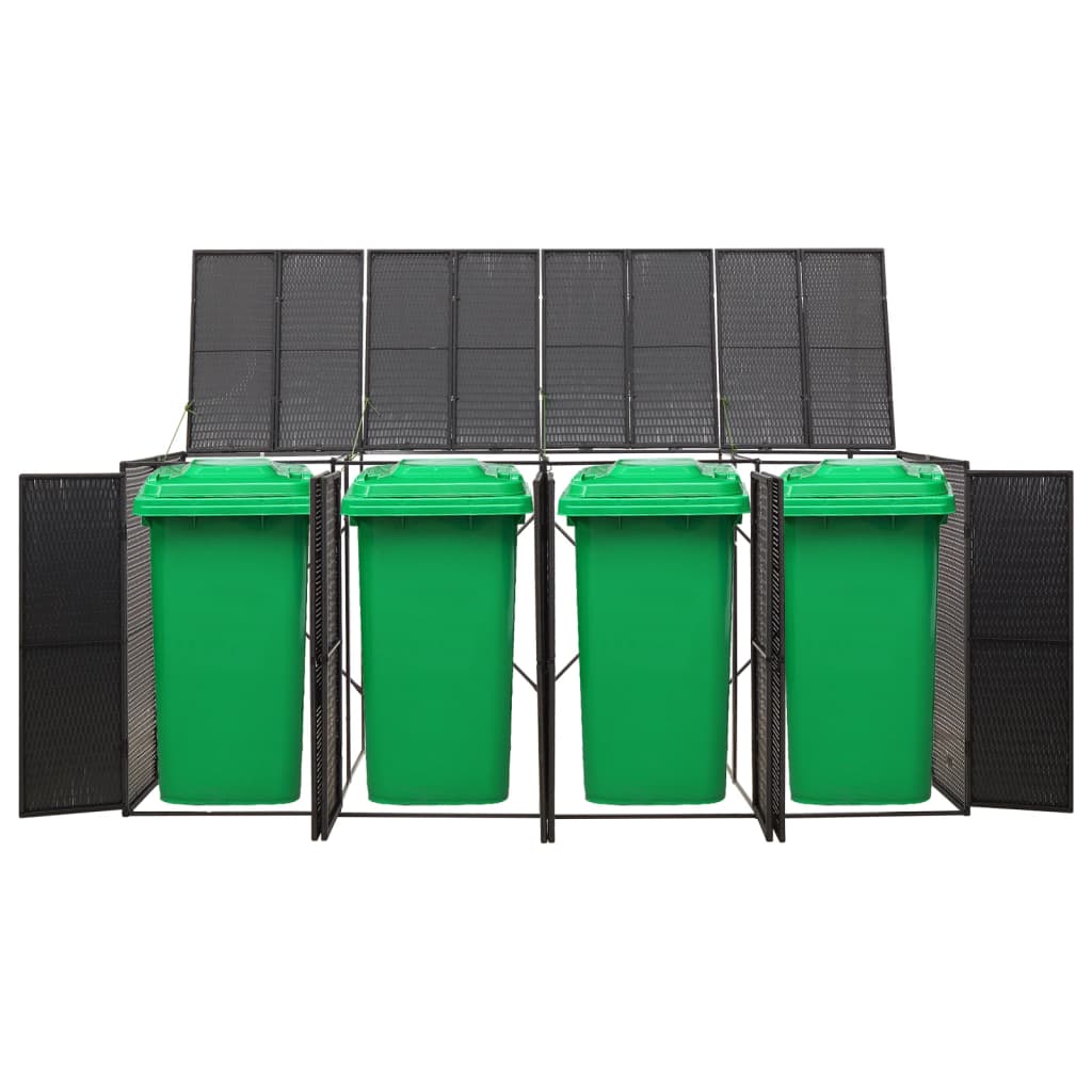 VidaXL Conteneur de rangement quadruple 274x80x117 cm poly rotin noir