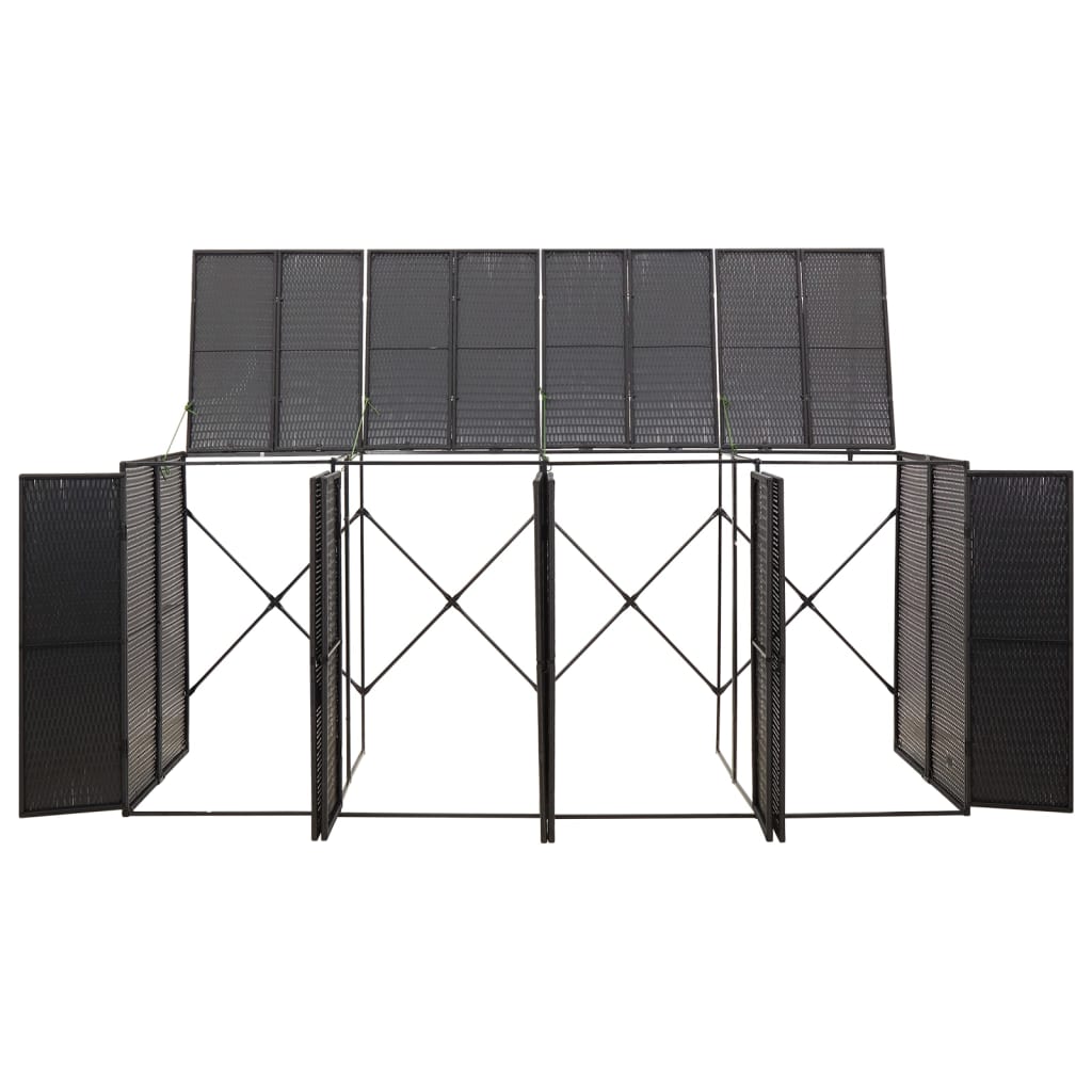 VidaXL Conteneur de rangement quadruple 274x80x117 cm poly rotin noir