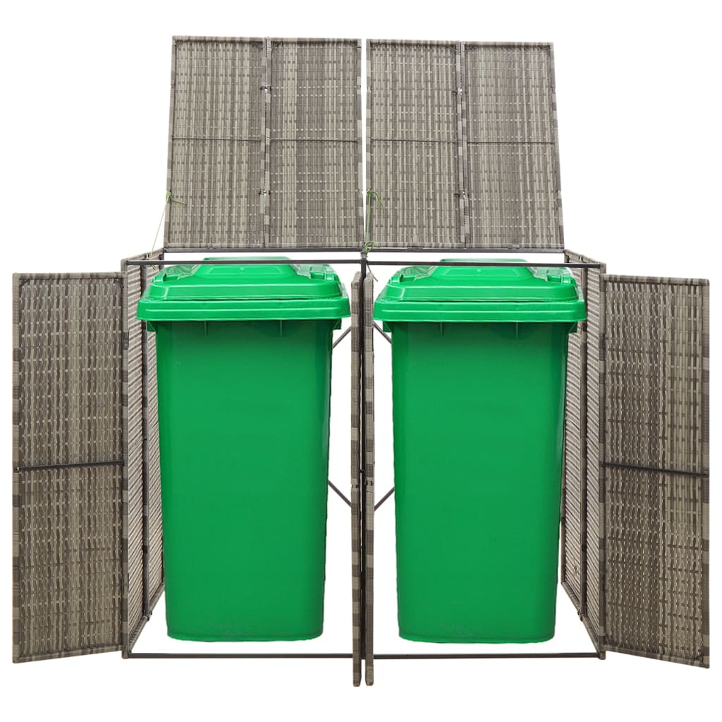 VidaXL Conteneur de rangement double 140x80x117 cm poly rotin gris