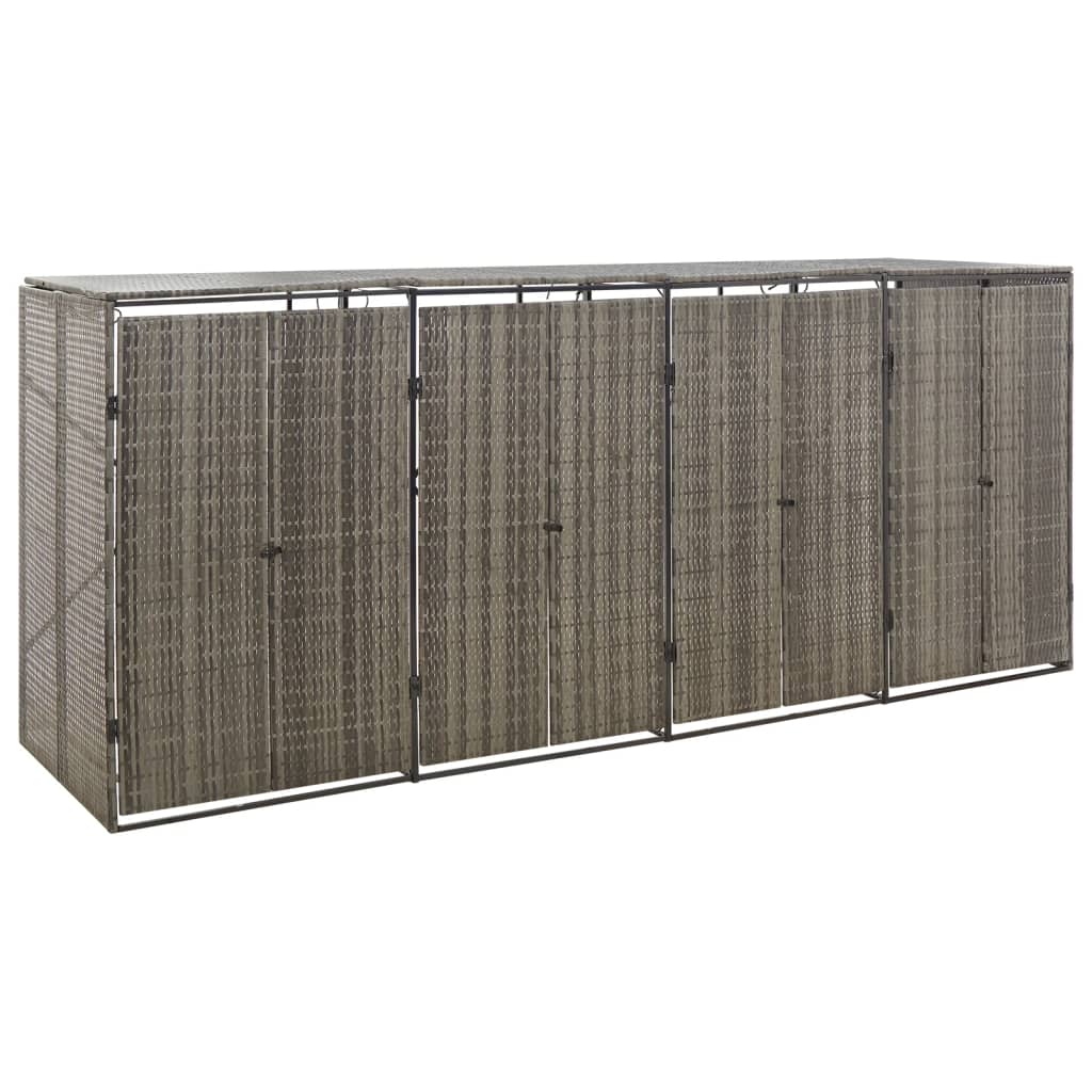 VidaXL Conteneur de rangement quadruple 274x80x117 cm poly rotin gris