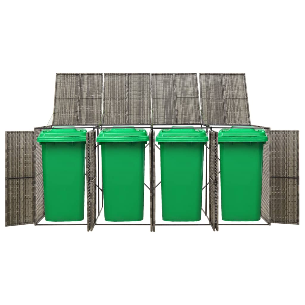 VidaXL Conteneur de rangement quadruple 274x80x117 cm poly rotin gris