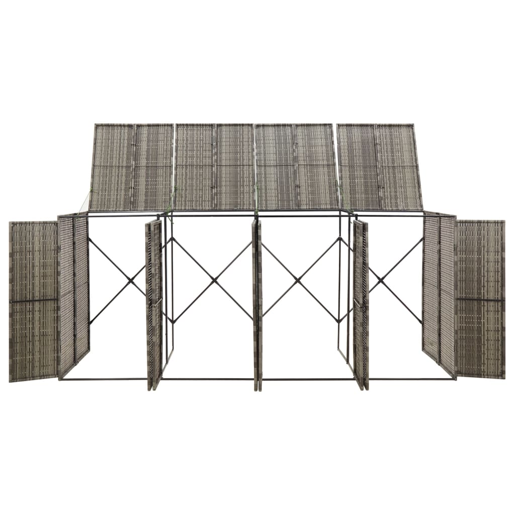 VidaXL Conteneur de rangement quadruple 274x80x117 cm poly rotin gris