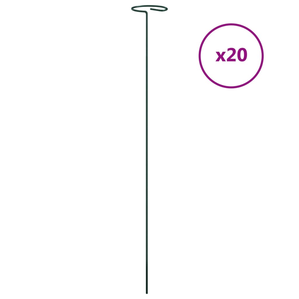 VidaXL Tuteurs pour plantes 20 pcs 61 cm acier vert foncé