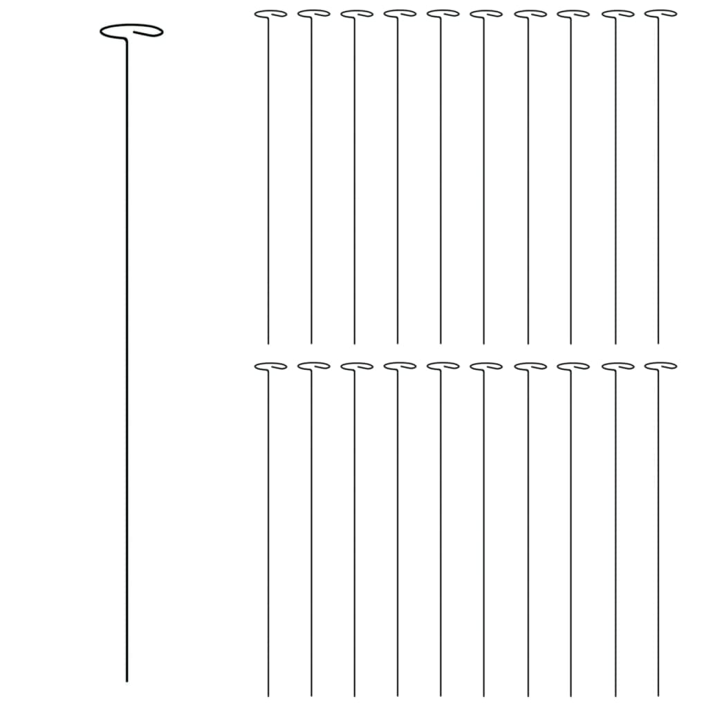 VidaXL Tuteurs pour plantes 20 pcs 61 cm acier vert foncé
